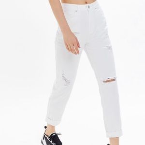 urban outfitters white distressed mom jeans